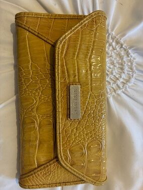 Nine West Yellow Croc-Embossed Envelope Clutch